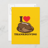 Cartes Pour Fêtes Annuelles J'aime Thanksgiving (Devant / Derrière)