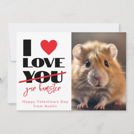 Cartes Pour Fêtes Annuelles J'aime ton hamster drôle Saint Valentin (Devant)