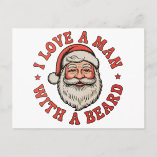 Cartes Pour Fêtes Annuelles J'aime un homme avec une barbe Père Noël Noël
