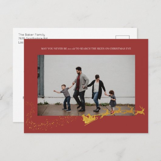 Cartes Pour Fêtes Annuelles Jamais trop vieux Red Faux Gold Parties scintillan (Devant / Derrière)