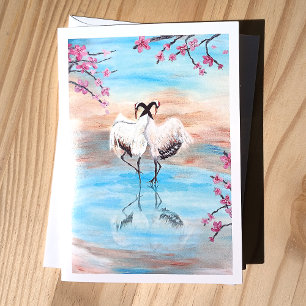 Cartes Pour Fêtes Annuelles Japonais Rouge Top Tancho Grues Vide Papier à lett