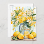 Cartes Pour Fêtes Annuelles Jar à fleurs de citron d'été (Devant / Derrière)