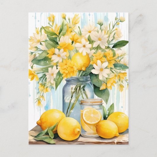 Cartes Pour Fêtes Annuelles Jar à fleurs de citron d'été (Devant)