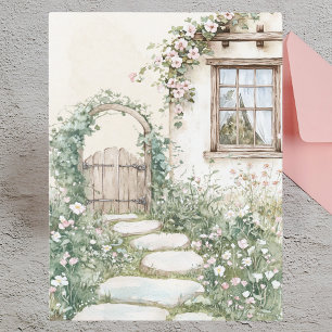 Cartes Pour Fêtes Annuelles Jardin de campagne charmant peint à l'aquarelle
