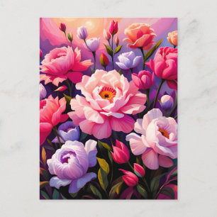 Cartes Pour Fêtes Annuelles Jardin de floraison rose du lever de soleil Zen de