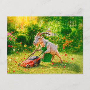 Cartes Pour Fêtes Annuelles Jardin de la chèvre avec tondeuse