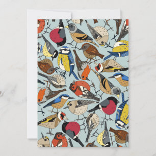 Cartes Pour Fêtes Annuelles jardin d'hiver oiseaux céladon bleu
