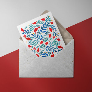 Cartes Pour Fêtes Annuelles Jardin magique - rouge et turquoise