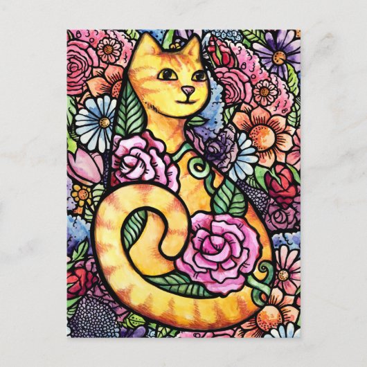 Cartes Pour Fêtes Annuelles Jardin Orange Tabby Chat (Devant)