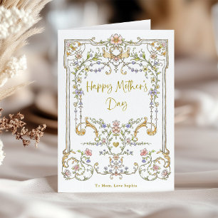 Cartes Pour Fêtes Annuelles Jardin vintage   Fête des mères élégantes et color