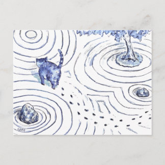Cartes Pour Fêtes Annuelles Jardin Zen Cat Bleu