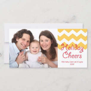 Cartes Pour Fêtes Annuelles Jaune chevron fête la famille Noël