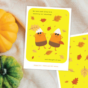 Cartes Pour Fêtes Annuelles Jaune Couple de Maïs de Bonbon au Chocolat Aut