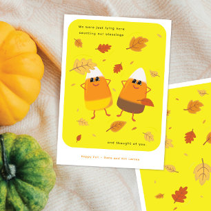 Cartes Pour Fêtes Annuelles Jaune Couple de maïs de bonbons mixte Automne