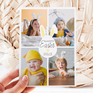 Cartes Pour Fêtes Annuelles Jaune heureux oreilles de Pâques oeufs 4 photos co