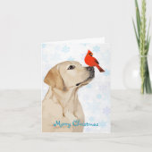 Cartes Pour Fêtes Annuelles Jaune Lab Noël Cardinal mignon Labrador Chien (Devant)
