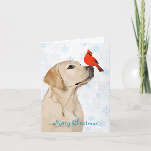 Cartes Pour Fêtes Annuelles Jaune Lab Noël Cardinal mignon Labrador Chien (Devant)