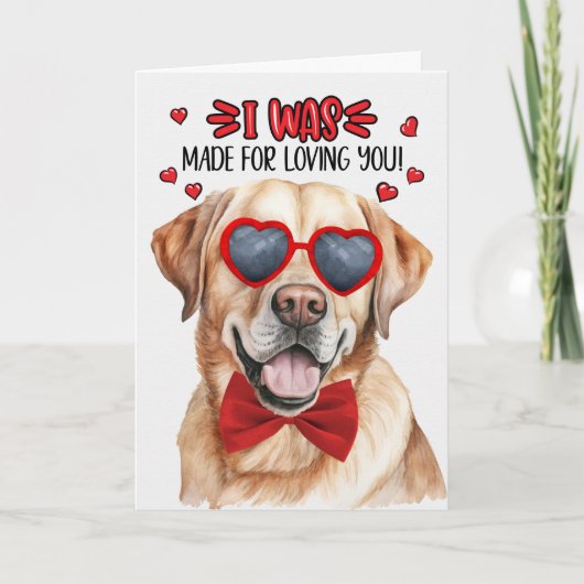 Cartes Pour Fêtes Annuelles Jaune Labrador Retriever Chien Log Valentine (Devant)