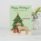 Cartes Pour Fêtes Annuelles Jaune Labrador Retriever Green Festive Noël (Debout devant)