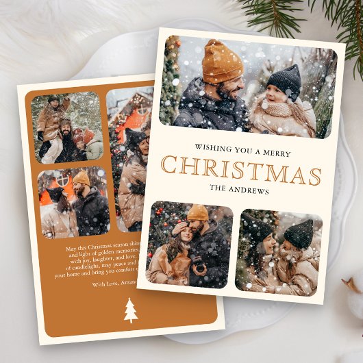 Cartes Pour Fêtes Annuelles Jaune moderne minimal 6 Photo Collage Noël