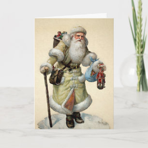 Cartes Pour Fêtes Annuelles Jaune victorien en vacances Père Noël