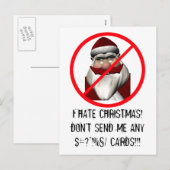 Cartes Pour Fêtes Annuelles Je déteste Noël (Devant / Derrière)