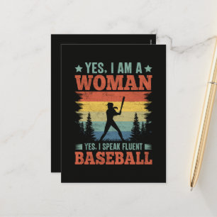 Cartes Pour Fêtes Annuelles Je parle couramment joueur de baseball féminin fan