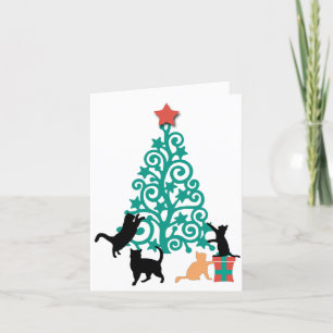 Cartes Pour Fêtes Annuelles "Je serai à la maison pour Noël" Cat Holiday Card