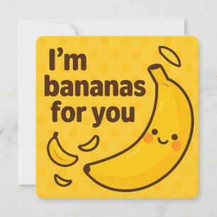 Cartes Pour Fêtes Annuelles Je suis des bananes pour vous - mignon et drôle Pu
