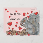Cartes Pour Fêtes Annuelles Je suis Noix à propos de toi mignon écureuil, Coeu (Devant / Derrière)