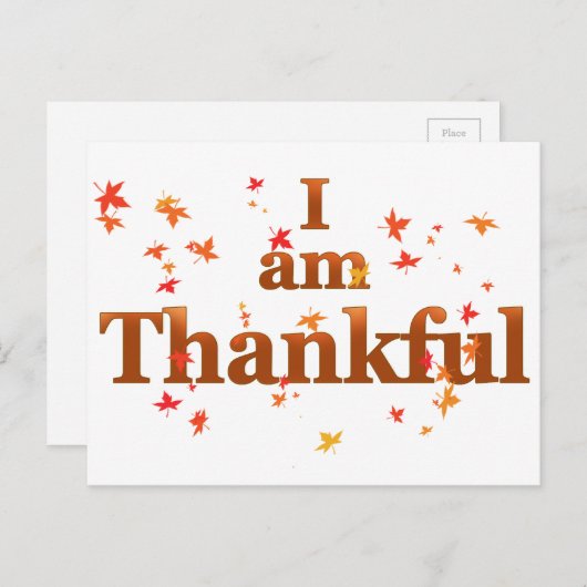 Cartes Pour Fêtes Annuelles je suis reconnaissant (Devant / Derrière)