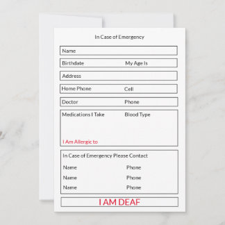 Cartes Pour Fêtes Annuelles Je suis sourd en coque d'urgence pour les enfants 