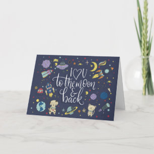 Cartes Pour Fêtes Annuelles Je T'Aime À La Lune Et À La Galaxie De L'Espace Ar