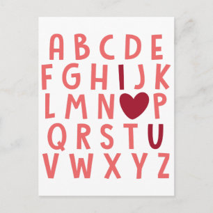 Cartes Pour Fêtes Annuelles Je t'aime alphabets mignon amour de la Saint-Valen