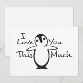 Cartes Pour Fêtes Annuelles Je t'aime autant que ça, pingouin (Devant / Derrière)