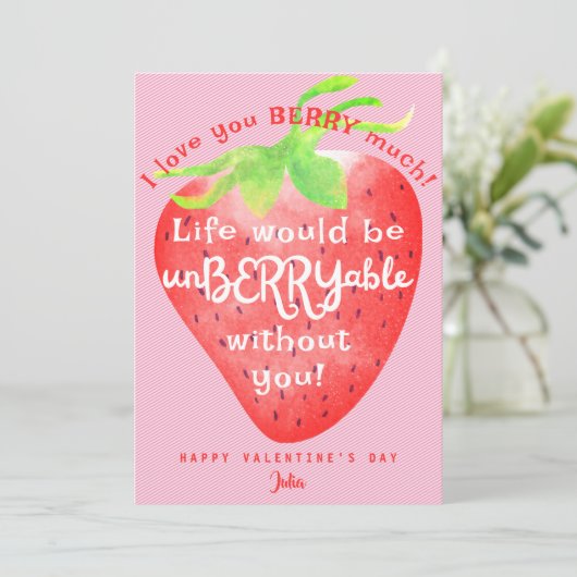 Cartes Pour Fêtes Annuelles Je t'aime beaucoup Fraise Douce Saint-Valentin (Debout devant)