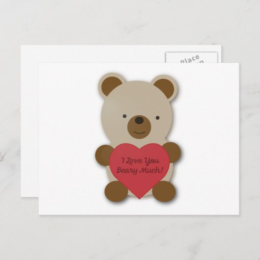 Cartes Pour Fêtes Annuelles Je t'aime beaucoup ours en peluche mignon (Devant / Derrière)