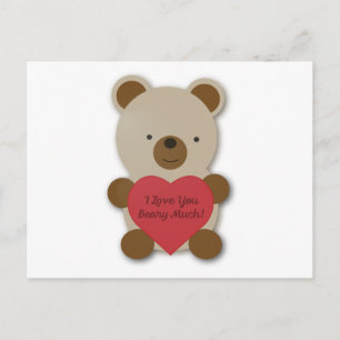 Cartes Pour Fêtes Annuelles Je t'aime beaucoup ours en peluche mignon