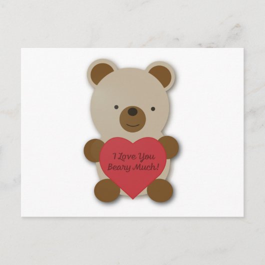 Cartes Pour Fêtes Annuelles Je t'aime beaucoup ours en peluche mignon (Devant)