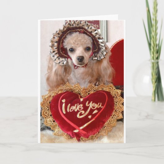 Cartes Pour Fêtes Annuelles Je t'aime chien de caniche (Devant)