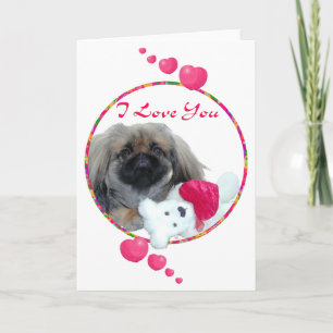 Cartes Pour Fêtes Annuelles Je t'aime chiot Pékinois