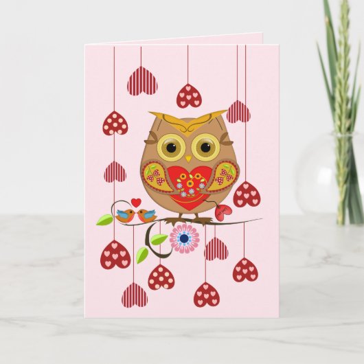 Cartes Pour Fêtes Annuelles Je t'aime Chouette de Saint-Valentin (Devant)