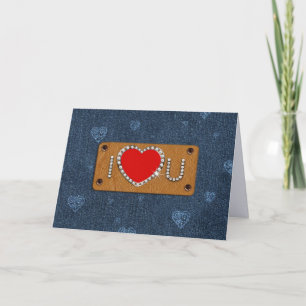 Cartes Pour Fêtes Annuelles Je T'Aime. Denim Motif Saint Valentin