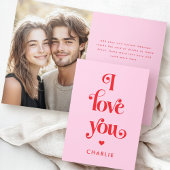 Cartes Pour Fêtes Annuelles Je t'aime élégant rétro rouge rose Saint-Valentin