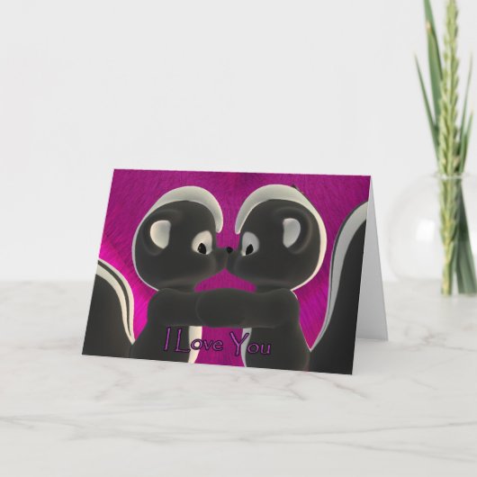 Cartes Pour Fêtes Annuelles Je t'aime, embrasser des skunks mignons, Saint Val (Devant)