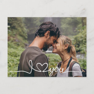 Cartes Pour Fêtes Annuelles Je t'aime en écriture blanche avec cœur personnali