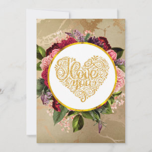 Cartes Pour Fêtes Annuelles Je T'Aime Fancy Golden Ornate Heart