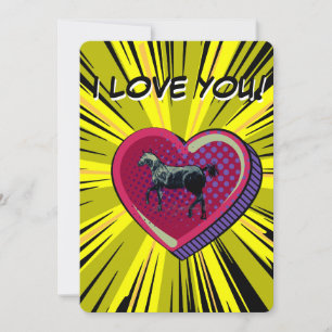 CARTES POUR FÊTES ANNUELLES JE T'AIME HORSE STYLE COMIQUE
