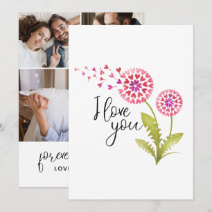 Cartes Pour Fêtes Annuelles Je t'aime Jour des Valentines Florales