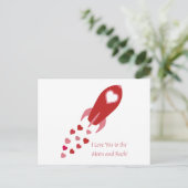 Cartes Pour Fêtes Annuelles Je t'aime jusqu'à la Lune et Retour Fusée (Debout devant)